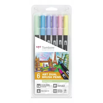 Tombow ABT-6P-2 Σετ Dual Brush Pen - 6 χρώματα - λεπτή μύτη & μύτη πινέλου - πολύχρωμο