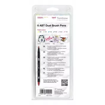 Tombow ABT-6P-2 Σετ Dual Brush Pen - 6 χρώματα - λεπτή μύτη & μύτη πινέλου - πολύχρωμο