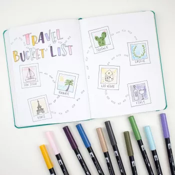 Tombow ABT-6P-4 Σετ Dual Brush Pen - 6 στυλό - μύτη Fine & Brush - πολύχρωμο - στρογγυλό