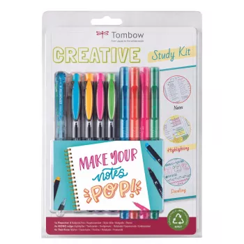 Tombow The Creative Study Kit με 4 στυλό διαρκείας Reporter και 4 μαρκαδόρους υπογράμμισης Mono Edge