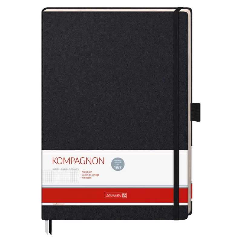 BRUNNEN KOMPAGNON Σημειωματάριο A4 καρό Μαύρο 96 φύλλα