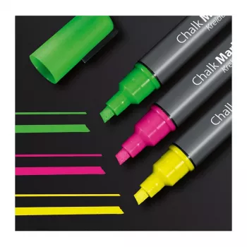 SIGEL Liquid Chalk Marker σετ με βάση το νερό ξεβάφεται ροζ πράσινο κίτρινο συσκευασία 3 τεμ.