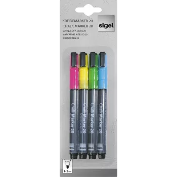 SIGEL Chalk Marker 20 στρογγυλή μύτη λευκό