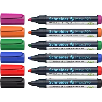 Schneider Maxx 290 Σετ Μαρκαδόρων Λευκού Πίνακα και Flipchart, 6 τεμ., διάφορα χρώματα, 2,0 - 3,0 mm