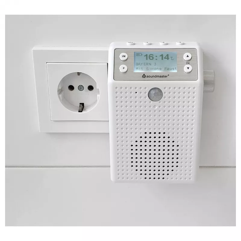 Soundmaster DAB60WE Ραδιόφωνο πρίζας DAB+, FM, Bluetooth, USB ανοιχτής ακρόασης, αδιάβροχο, λευκό