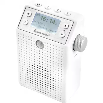 Soundmaster DAB60WE Ραδιόφωνο πρίζας DAB+, FM, Bluetooth, USB ανοιχτής ακρόασης, αδιάβροχο, λευκό