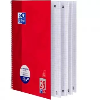 Oxford School A4+ Σημειωματάριο College, με σπιράλ, καρό, 80 Φύλλα, 160 Σελίδες, 90 g/m² Χαρτί Optik, μικροδιάτρητο, διάτρητο 4 οπών