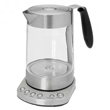 PROFI COOK PC-WKS 1020 G Βραστήρας τσαγιού και νερού, Ανοξείδωτο ατσάλι/Μαύρο, 1,7 L, 2200 W