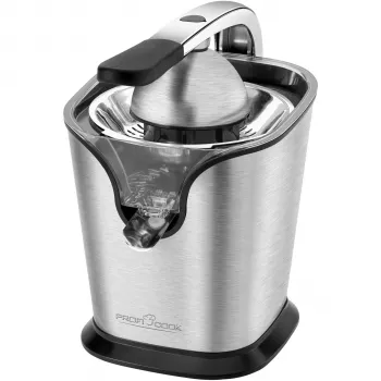 PROFI COOK PC-ZP 1154 Στιφτήρι εσπεριδοειδών, 160 W, Ανοξείδωτο ατσάλι, 500 ml, 2 κώνοι, Λειτουργία μοχλού, Μαύρο/Ασημί