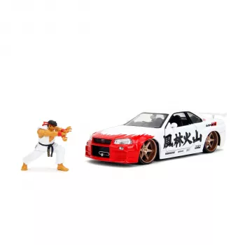 Jada Street Fighter Ryu 1:24 Nissan Skyline GTR Die-Cast αυτοκίνητο με φιγούρα