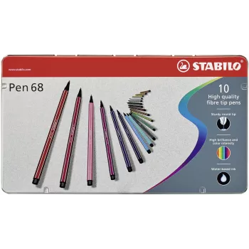 STABILO Pen 68 μαρκαδόρος - 1 mm - 10 χρώματα ανάμεικτα