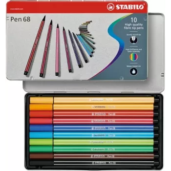 STABILO Pen 68 μαρκαδόρος - 1 mm - 10 χρώματα ανάμεικτα