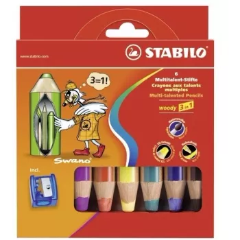 STABILO woody 3 in 1 Multi συσκευασία 6 τεμ. - χρώματα ανάμεικτα