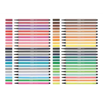 STABILO Pen 68 σετ μαρκαδόρων, 20 χρώματα ασορτί, πλαστική θήκη, Zebrui τυρκουάζ, πάχος γραμμής 1 mm