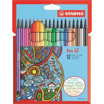 STABILO Pen 68 - Fine - 18 χρώματα - ασορτί - στρογγυλή μύτη - 1 mm - ασορτί