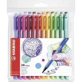 STABILO pointMax σετ Fineliner - 24 διαφορετικά χρώματα - μύτη 0,8 mm - μελάνι με βάση το νερό
