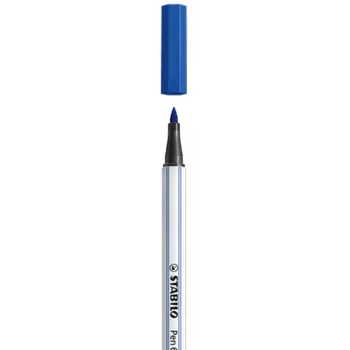 STABILO Pen 68 Brush - μπλε - μύτη πινέλου - μελάνι με βάση το νερό - εξαγωνικό - 1 στυλό