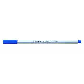 STABILO Pen 68 Brush - μπλε - μύτη πινέλου - μελάνι με βάση το νερό - εξαγωνικό - 1 στυλό