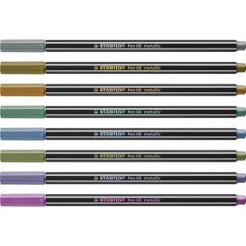 STABILO Pen 68 Metallic σετ μαρκαδόρων - Medium - 8 διαφορετικά μεταλλικά χρώματα - στρογγυλή μύτη - πάχος γραμμής 1,4 mm
