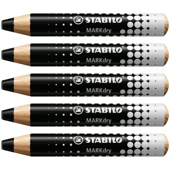 STABILO MARKdry Drywipe Marker μολύβι για λευκούς πίνακες μαύρο συσκευασία 5 τεμ.