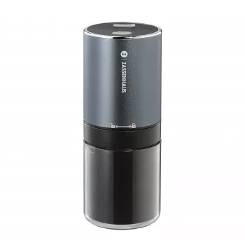 Zassenhaus Mini Master USB μύλος καφέ, κωνικός κεραμικός μηχανισμός άλεσης, επαναφορτιζόμενος, μαύρο/ασημί