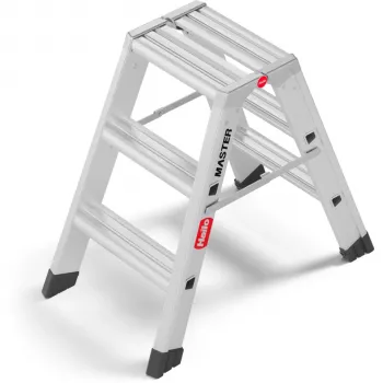 Hailo Master D80 2 x 3 σκαλοπάτια αμφίπλευρη πτυσσόμενη σκάλα, αλουμίνιο, αντοχή 150 kg, EN 131