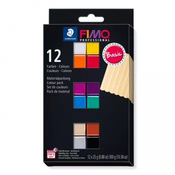STAEDTLER FIMO 8043 C Σετ Πηλού Μοντελοποίησης - 12 Χρώματα - Μαύρο, Μπλε, Σαμπάνια, Πράσινο, Γκρι, Ματζέντα, Πορτοκαλί, Κόκκινο, Τερρακότα, Βιολετί, Λευκό, Κίτρινο - 12 x 25 g Μπλοκ - Πολυμερικός Πηλός που Σκληραίνει στο Φούρνο - Μαλακός - 110°C - 30 Λεπ.