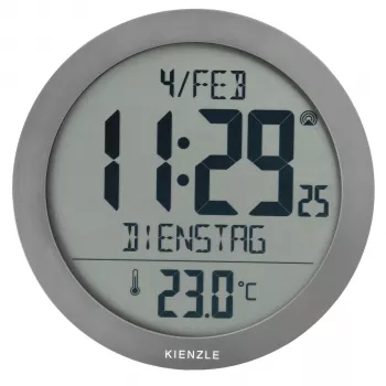 KIENZLE DCF Ασύρματο ρολόι τοίχου με ένδειξη θερμοκρασίας δωματίου, Ανθρακί