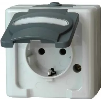 HEINRICH KOPP πρίζα Schuko 1-θέσια χωνευτή υγρών χώρων IP44 γκρι 16A 250V (103356006)