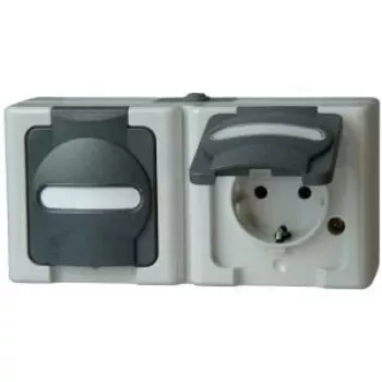 HEINRICH KOPP BLUE ELECTRIC χωνευτός συνδυασμός διακόπτη και πρίζας Schuko, γκρι (131256002)