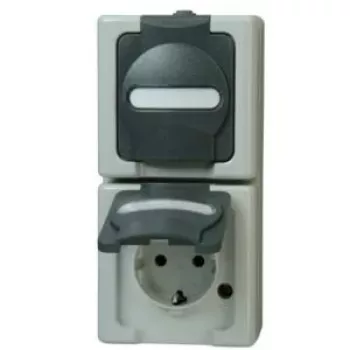 Heinrich Kopp 131456008 πρίζα Schuko 2-θέσια κάθετη, χωνευτή, μαύρο/γκρι, 250V, 16A