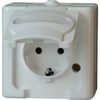 HEINRICH KOPP πρίζα Schuko 1-θέσια χωνευτή υγρών χώρων IP44 αρκτικό λευκό 16A 250V (103302007)