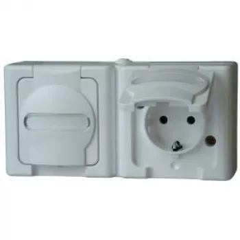 HEINRICH KOPP BLUE ELECTRIC χωνευτός συνδυασμός διακόπτη και πρίζας Schuko, IP44, αρκτικό λευκό, 250V, 16A (131202003)