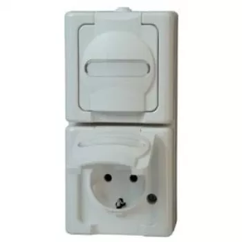 HEINRICH KOPP BLUE ELECTRIC χωνευτή διπλή πρίζα IP44 αρκτικό λευκό 2-θέσια κάθετη (131402009)