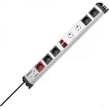 Heinrich Kopp POWERversal πολύπριζο με 7 πρίζες AC, Type F, IP20, 3600 W, μαύρο/γκρι/κόκκινο/λευκό, καλώδιο 1,4 m