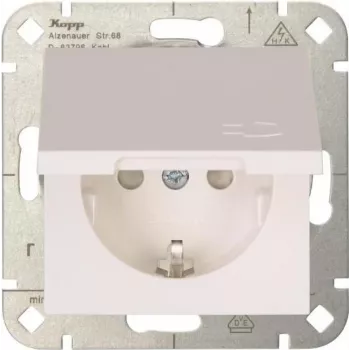 HEINRICH KOPP HK 07 Πρίζα Schuko 1 θέσης με καπάκι, λευκό, χωνευτή, IP44, 250V/16A, 940129002