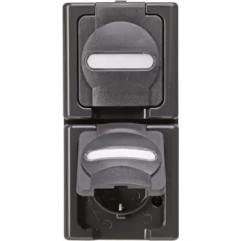 Heinrich Kopp BlueElectric Πρίζα επίτοιχης τοποθέτησης 2 θέσεων IP44 ανθρακί γυαλιστερό με καπάκι