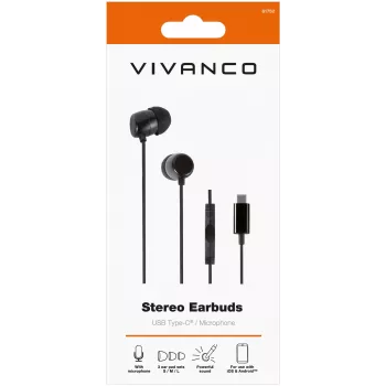 Vivanco Stereo Ακουστικά In-Ear USB-C, μαύρα (61752)