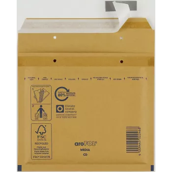 Vereinigte Papierwarenfabriken 100 aroFOL CLASSIC φάκελοι με φυσαλίδες, μέγεθος 11 (A1), 165x100 mm, καφέ/kraft