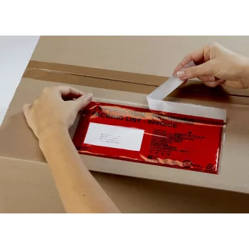 Vereinigte Papierwarenfabriken Docufix αυτοκόλλητη θήκη εγγράφων DL δελτίο αποστολής/τιμολόγιο κόκκινο/διαφανές συσκευασία 1000