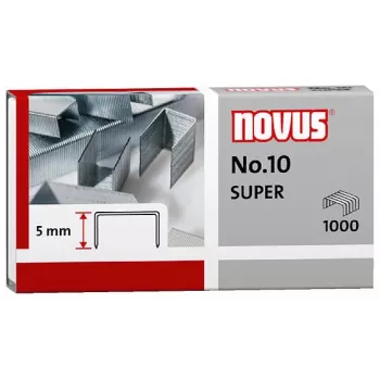 Novus Dahle No.10 SUPER συρραπτικά - μήκος σκέλους 5 mm - ανοξείδωτο - 1000 συρραπτικά - χωρητικότητα 20 φύλλων