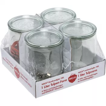 WECK Round Rim Jar Tulip 1.0L Σετ 4 τεμ.