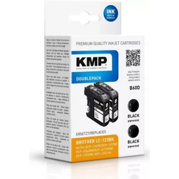KMP DOUBLEPACK B60D Μαύρο Μελανοδοχείο Συσκευασία 2 τεμ., 14,1 ml
