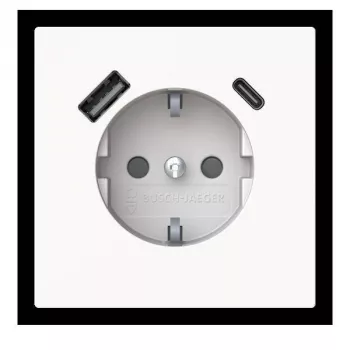 Busch-Jaeger Πρίζα SCHUKO / USB-A+C Safety+ 20 EUCB2USBAC-44G Studio White