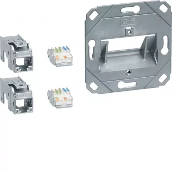 Hager GMKSRJ45C6A2 Μονάδα σύνδεσης 2x RJ45 Cat.6a για κεντρική πλάκα UAE 2 απλή χωρίς αλογόνα