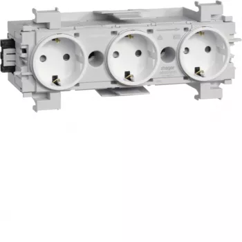 HAGER GS30019016 Πρίζα 3 απλή, πολικό λευκό, ακροδέκτες