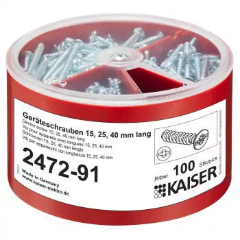 Kaiser Elektro 2472-91 Κουτί ταξινόμησης βιδών συσκευής, 100 τεμ. ανά μέγεθος 3,2x15/25/40 mm