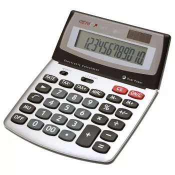 Genie 560 T Επιτραπέζια αριθμομηχανή - 12 ψηφία - Ανακλινόμενη οθόνη - Διπλή τροφοδοσία (Ηλιακή & Μπαταρία) - Μαύρο/Ασημί