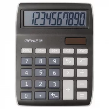 Genie 840 BK Επιτραπέζια αριθμομηχανή - 10 ψηφία - Ανακλινόμενη οθόνη - Διπλή τροφοδοσία (Ηλιακή & Μπαταρία) - Μαύρο/Γκρι