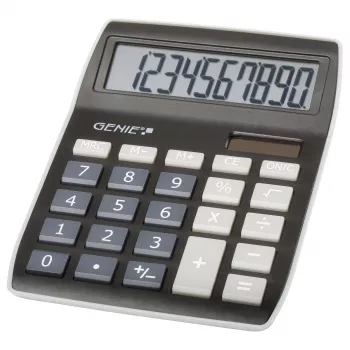 Genie 840 BK Επιτραπέζια αριθμομηχανή - 10 ψηφία - Ανακλινόμενη οθόνη - Διπλή τροφοδοσία (Ηλιακή & Μπαταρία) - Μαύρο/Γκρι